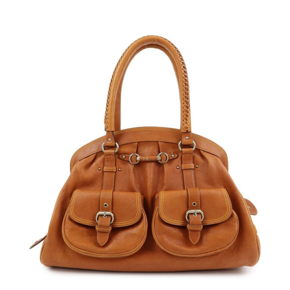 Christian Dior Travel Bag Calfskin Handbag Brown